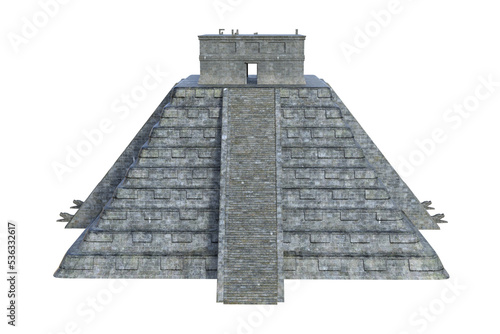 3D illustration of an ancient Mayan temple pyramid structure isolated. photo