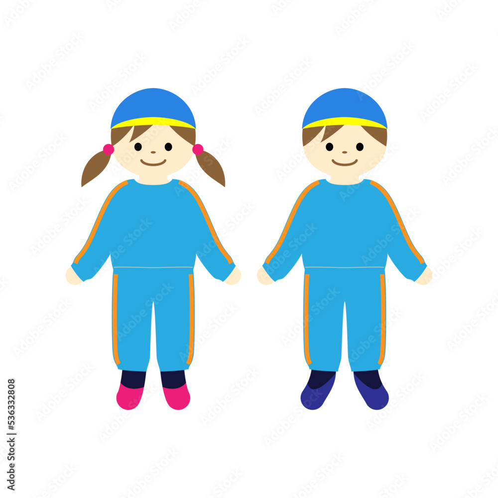 体操服を着た幼稚園児のイラストセット（ベクター・切り抜き）