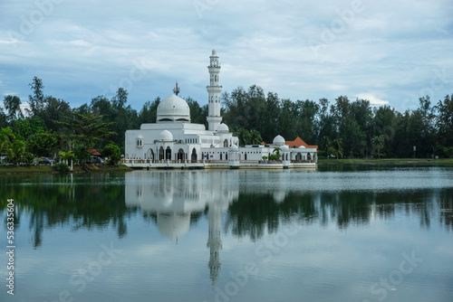 Kuala Terengganu, Malaysia - October 2022: Views of the Tengku Tengah Zaharah Mosque on October 5, 2022 in Terengganu, Malaysia.