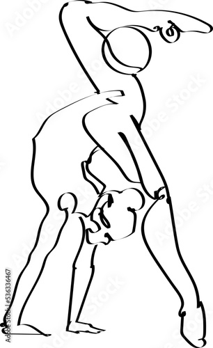 Vector sketch of a gymnast girl with a ball