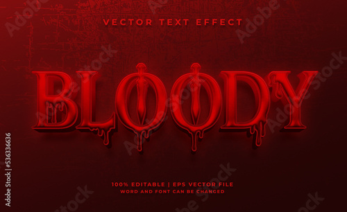 Bloody red halloween and horror theme 3d text effect style template