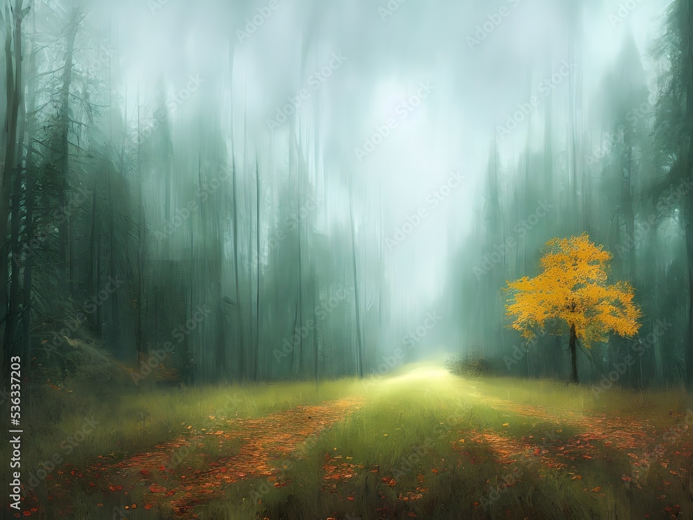 Misty, foggy wallpaper of a forest