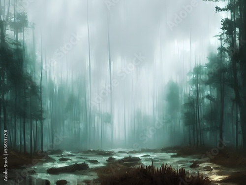 Misty stream illustration
