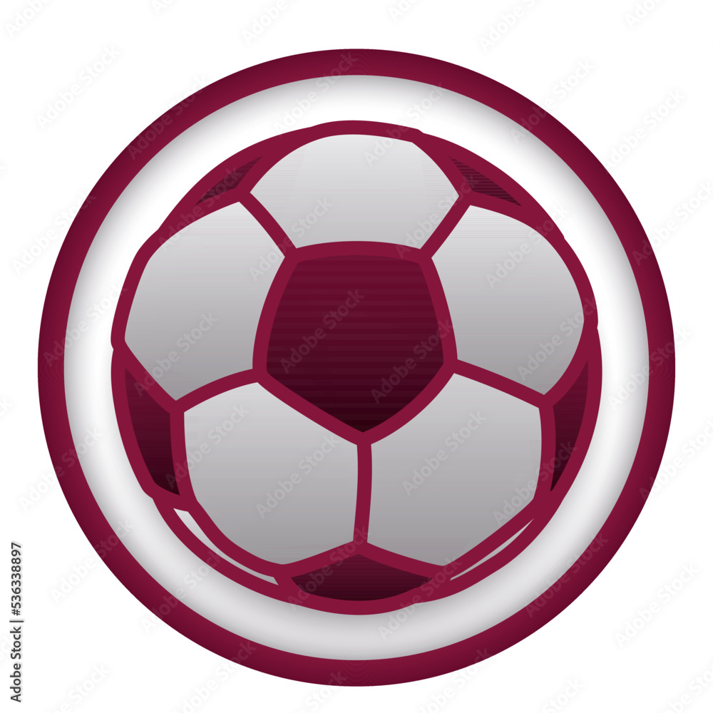 Round button with maroon soccer ball, Vector illustration Round button with maroon soccer ball, Vector illustration