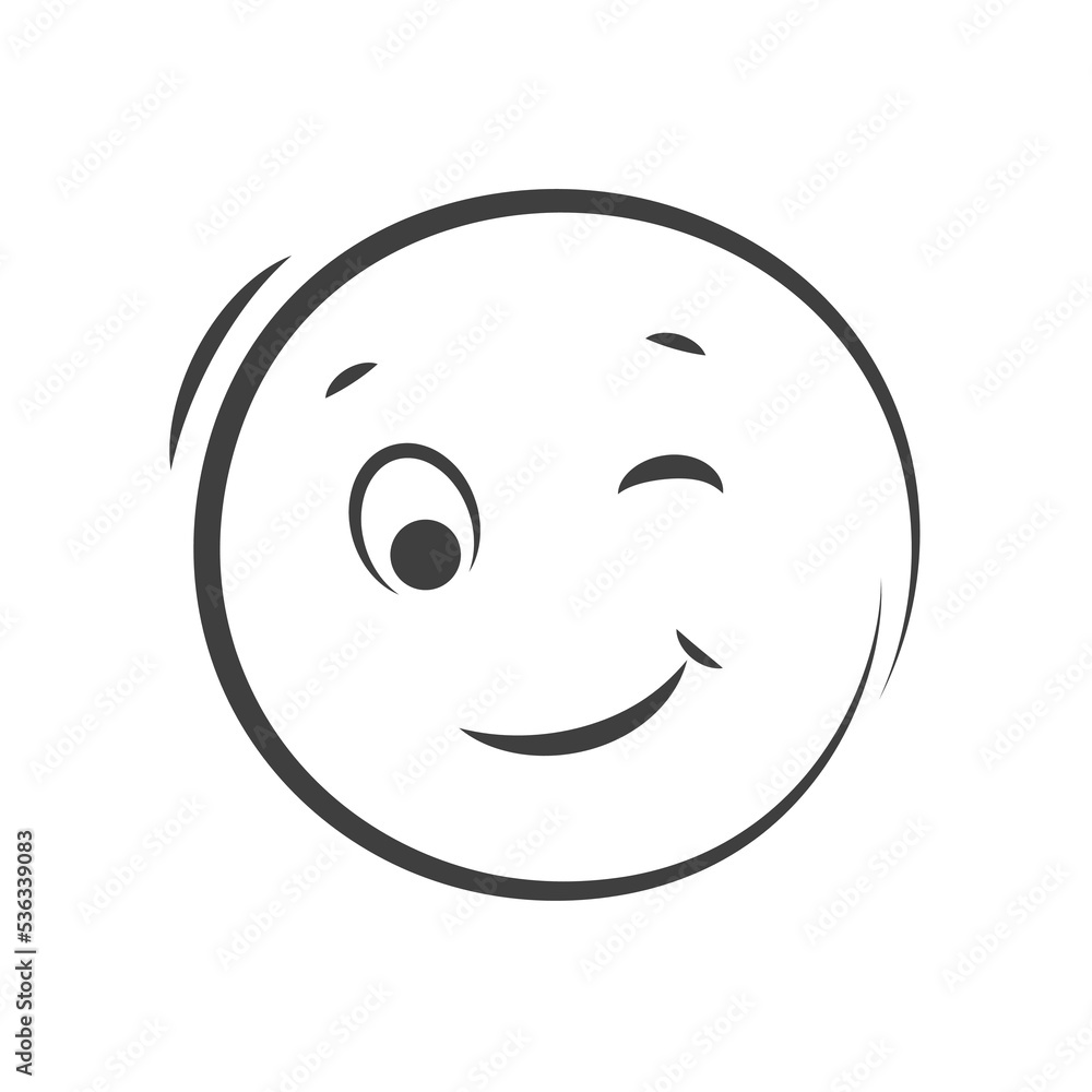 Emoticon icon. Happy winking face Emoji isolated on white background. Vector illustration. Emoticon icon. Happy winking face Emoji isolated on white background. Vector illustration.