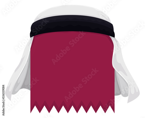 Serrated band in maroon color with white keffiyeh, Vector illustration