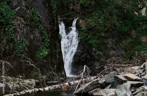 Estyube Waterfall at Lake Teletskoye in the Altai Mountains. photo