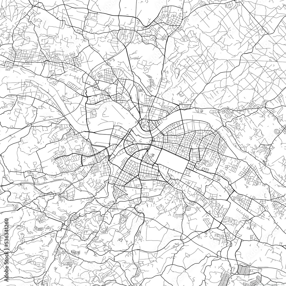 Obraz premium Area map of Dresden Germany with white background and black roads