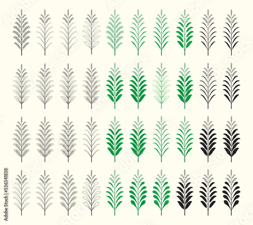 Design elements. Set 11 Collection of leaf and tree vector.