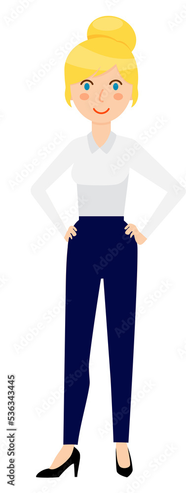 Smiling blonde business woman, PNG isolated on transparent background