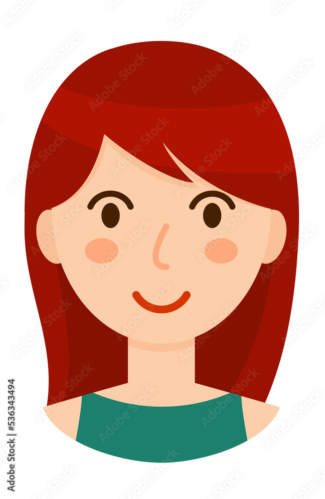 Avatar of red haired woman, PNG isolated on transparent background Avatar of red haired woman, PNG isolated on transparent background