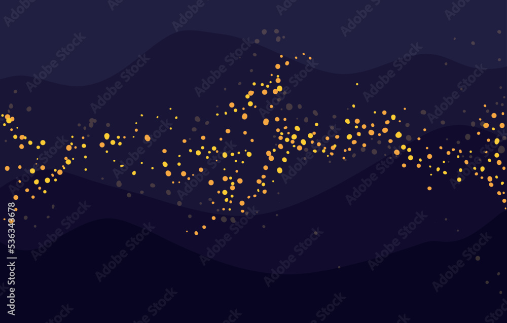 Fototapeta premium Night scene with dunes and magical dust or sand, Vector illustration
