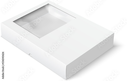 White vector product package box with window