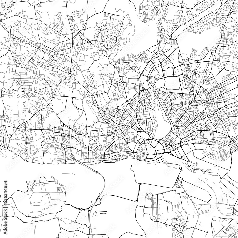 Fototapeta premium Area map of Eimsbuettel Germany with white background and black roads