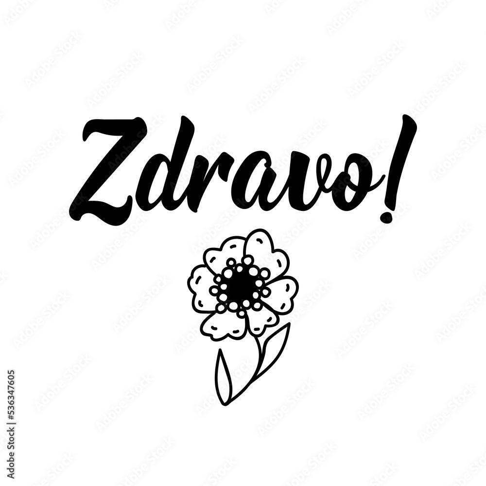 Hello in Slovenian language. Lettering. Ink illustration. Modern brush calligraphy. Zdravo Hello in Slovenian language. Lettering. Ink illustration. Modern brush calligraphy. Zdravo
