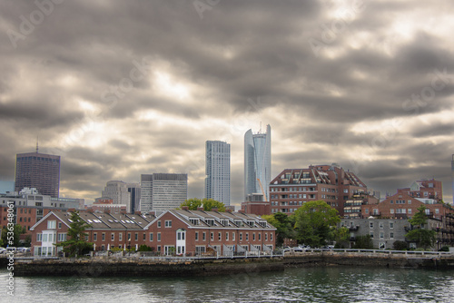 Boston  Massachusetts  USA  city view from the river near the harbor
