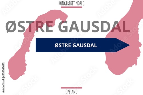 Østre Gausdal: Illustration mit dem Namen der norwegischen Stadt Østre Gausdal in der Provinz Oppland photo