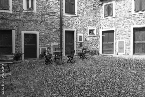 Old small square of the city centre of Castel Vittorio; It's a small village of far west of Liguria Region (Northern Italy), near the French borders.