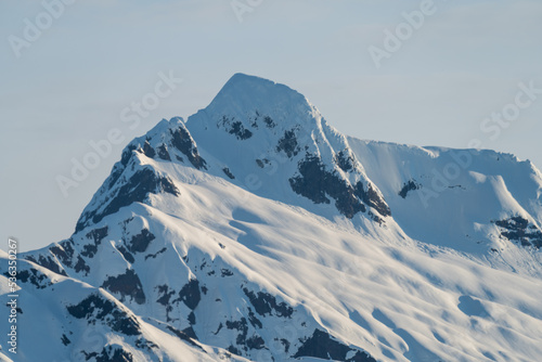 Snow covered mountain in South East Alaska