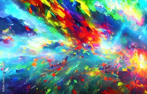 Multicolored splashes of paint  abstraction  illustration.
