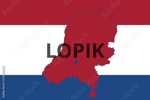 Lopik: Illustration mit dem Namen der niederländischen Stadt Lopik in der Provinz Utrecht photo