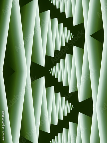Composition with fantastic zig-zag pattern. Futuristic background. 3d rendering digital illustration