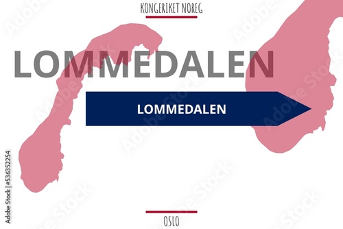 Lommedalen: Illustration mit dem Namen der norwegischen Stadt Lommedalen in der Provinz Oslo photo