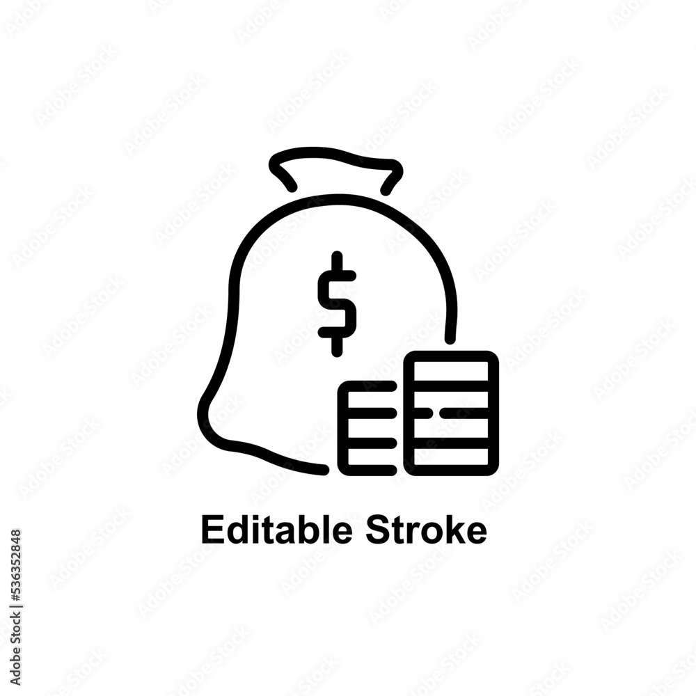 earning icon designed in outline style decorated with money bag icon elements and income icon in business icon theme earning icon designed in outline style decorated with money bag icon elements and income icon in business icon theme