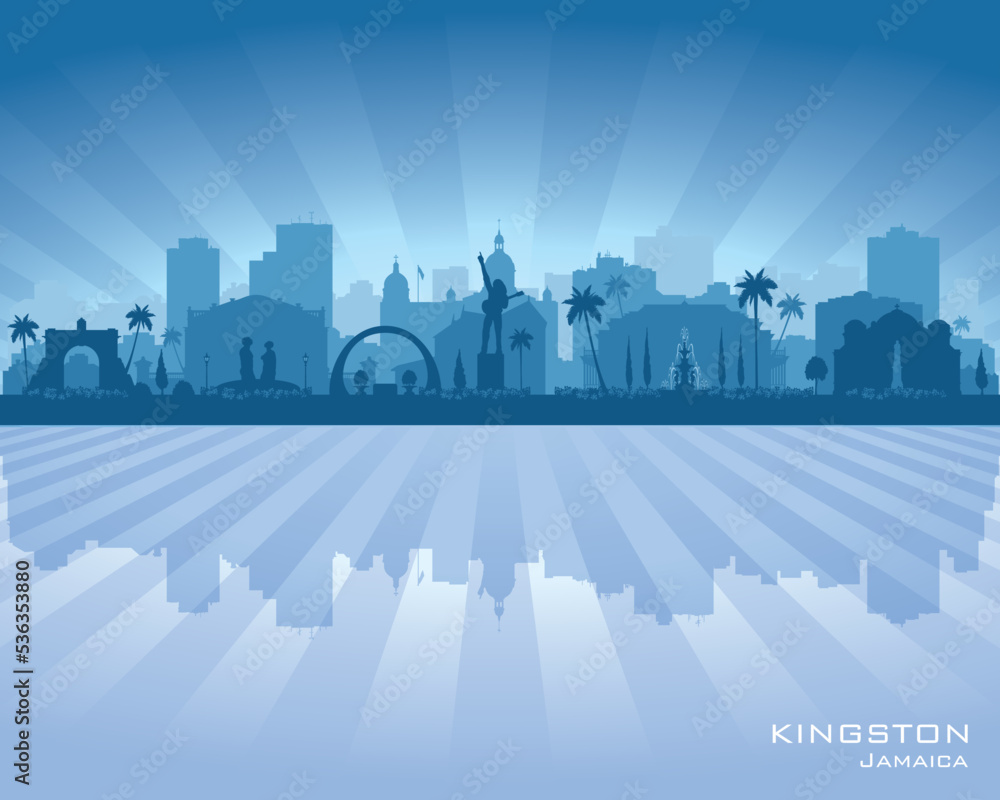 Kingston Jamaica city skyline vector silhouette