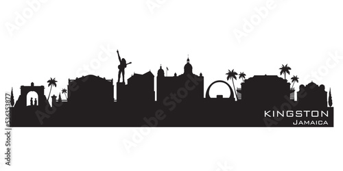 Kingston Jamaica city skyline vector silhouette