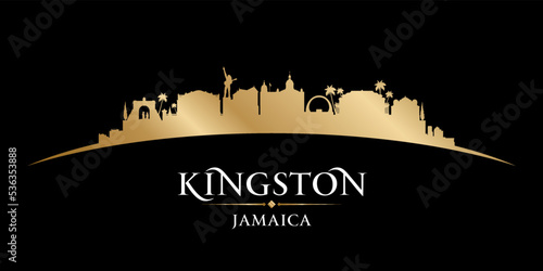 Kingston Jamaica city silhouette black background