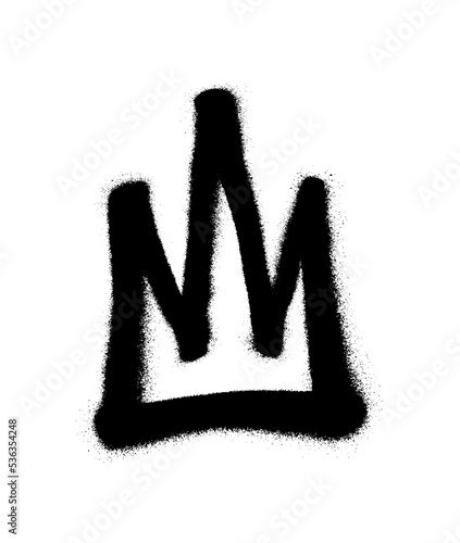 Sprayed crown with overspray in black over white. Vector illustration.