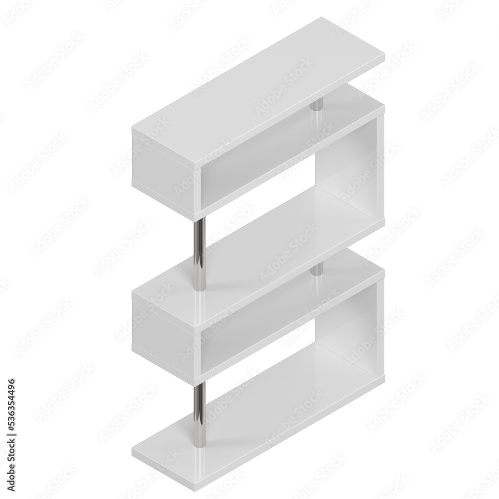 3d rendering illustration of a white bookshelf 3d rendering illustration of a white bookshelf