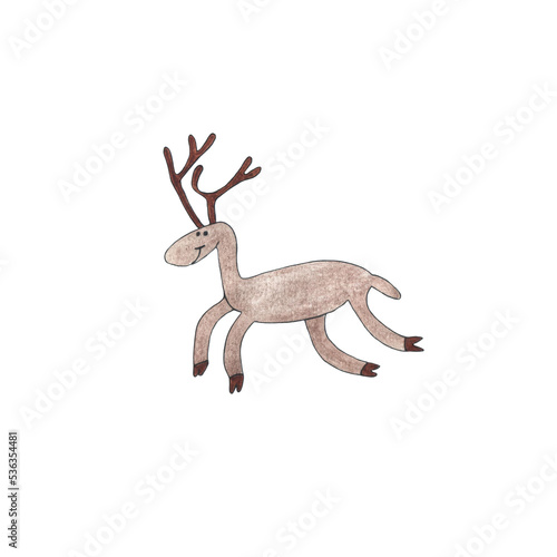 watercolor drawing of christmas deer. New Year messenger. Santa's friend © Evgenia