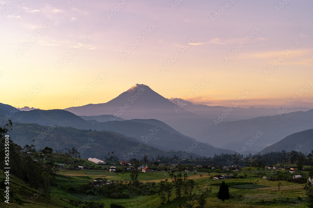 Colorful majestic landscape in the mountains under sunrise