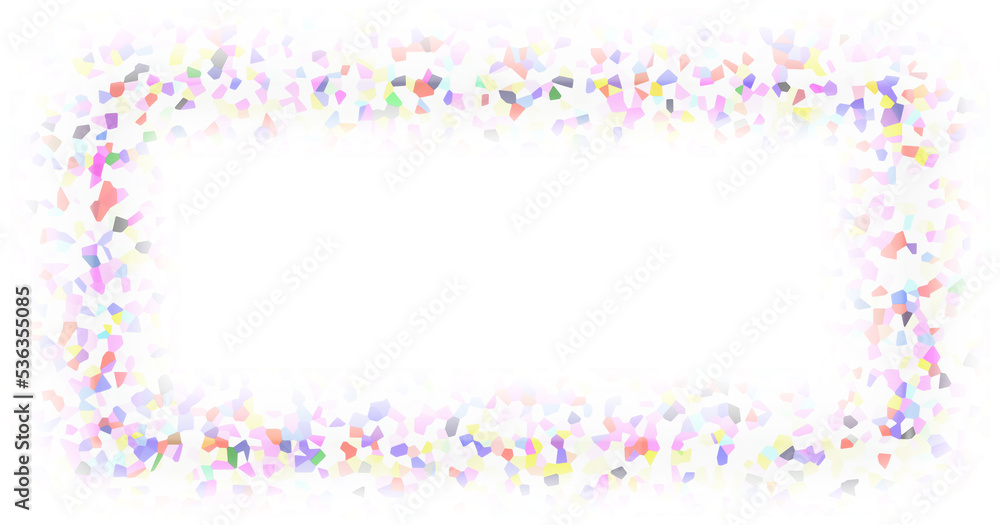 Translucent crystallized rainbow frame wrapped in a snow-white New Year's rim on a transparent background. Confetti effect. png format. Translucent crystallized rainbow frame wrapped in a snow-white New Year's rim on a transparent background. Confetti effect. png format.