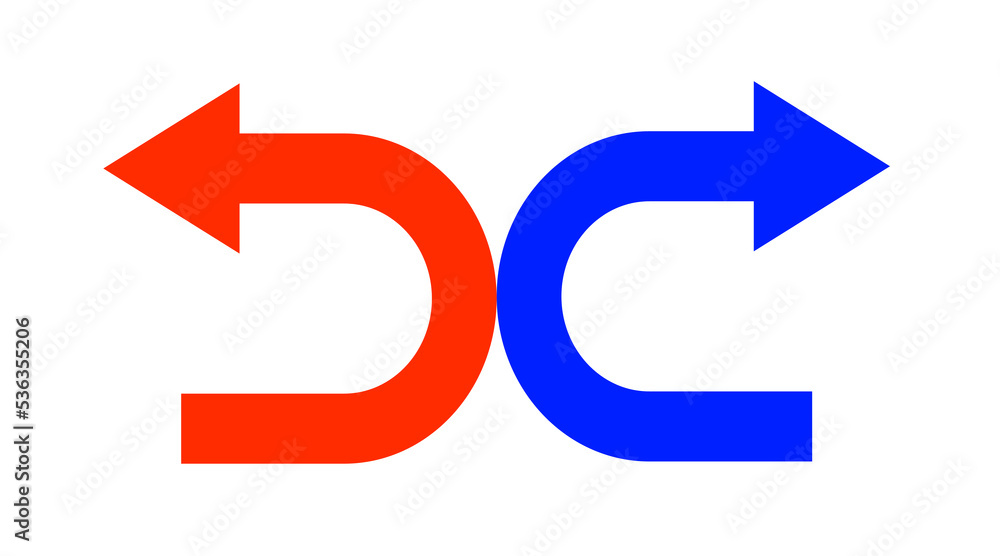 Red Blue arrow icon, red Blue color arrow indicator Symbol Red Blue arrow icon, red Blue color arrow indicator Symbol