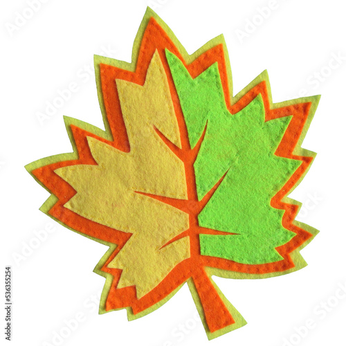 Decorative autumn leaf made of felt.
