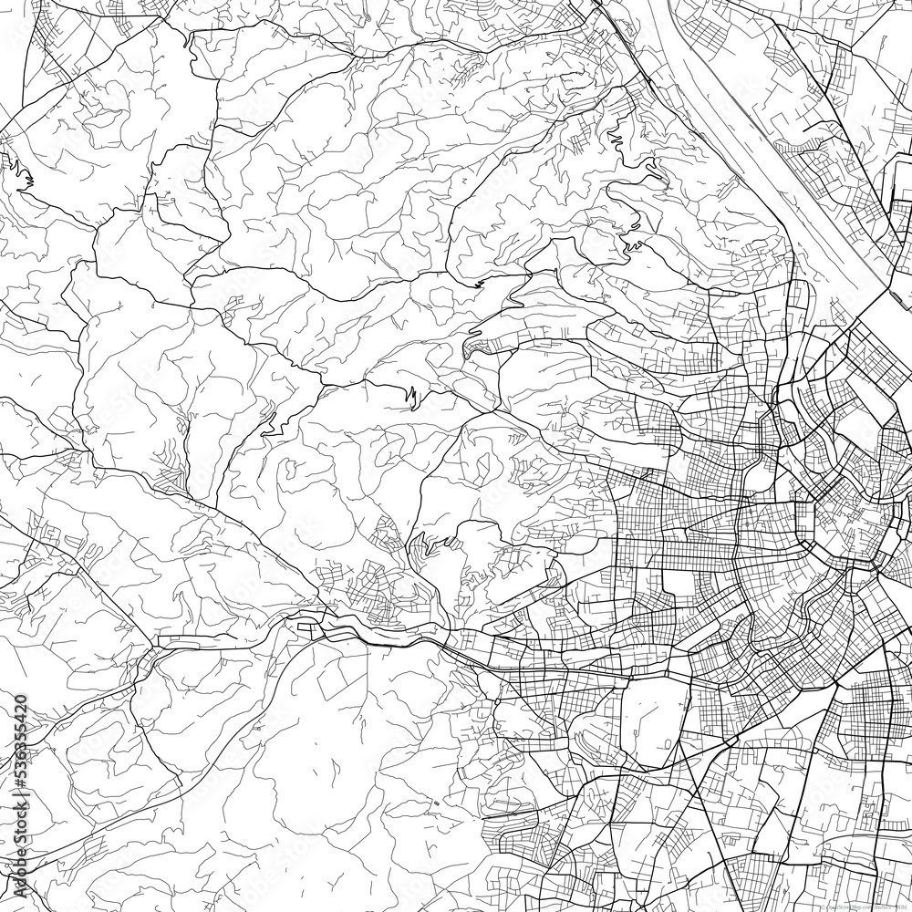 Fototapeta premium Area map of Hernals Austria with white background and black roads