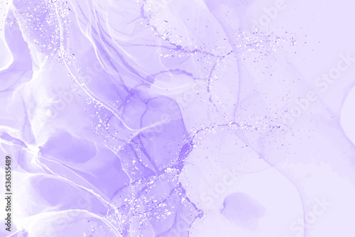 Light perple watercolor acrylic marble backgound. Vector abstract alcohol liquid texture in pastel color