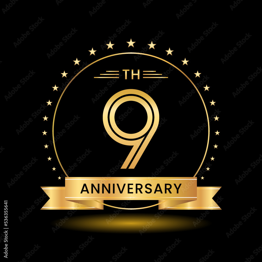 9th Anniversary, Perfect template design for anniversary celebration ...