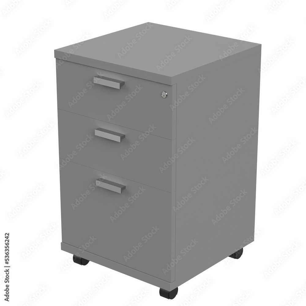 3d rendering illustration of a wheeled filing cabinet 3d rendering illustration of a wheeled filing cabinet