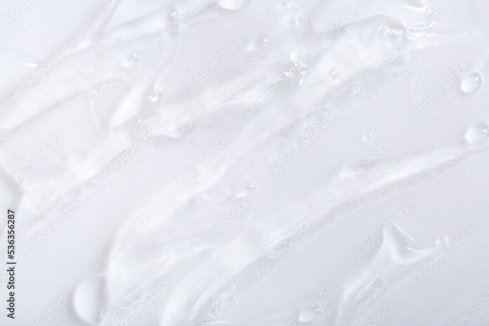 Obraz premium Hyaluronic acid or collagen gel close up. Textured background with oxygen bubbles in cosmetics. Moisturizing serum for the skin.