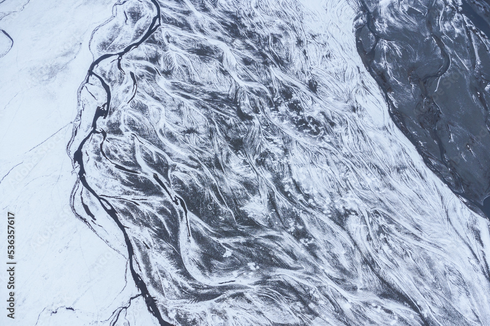 Frozen river covered with snow Frozen river covered with snow