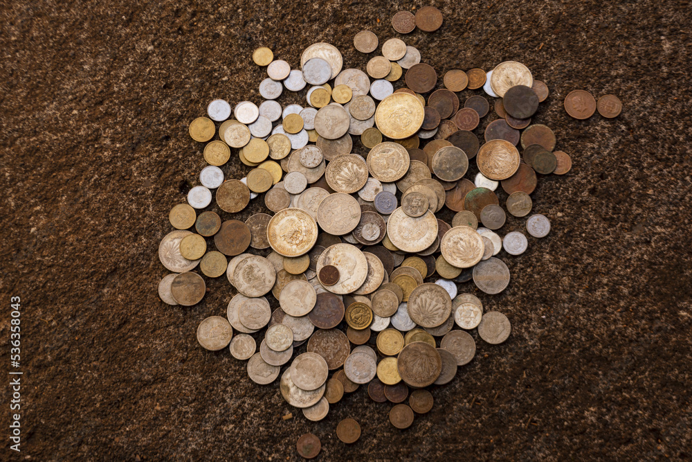 Old Mexican Coins Of Various Values And Editions Stock Photo Adobe Stock