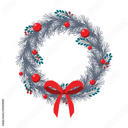 Realistic Christmas wreath. Object for decoration.
