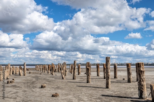 Salty drying lake Kuialnyk near Odessa, Ukraine photo