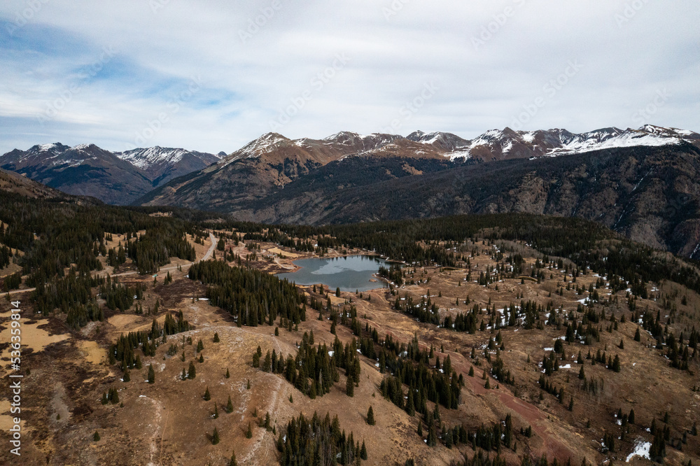 Wide view of lake in Colorado.
