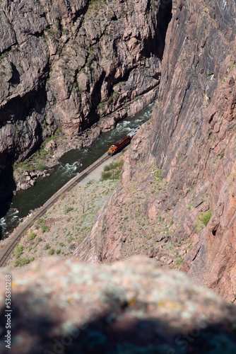 Train in canyon in Colorado.