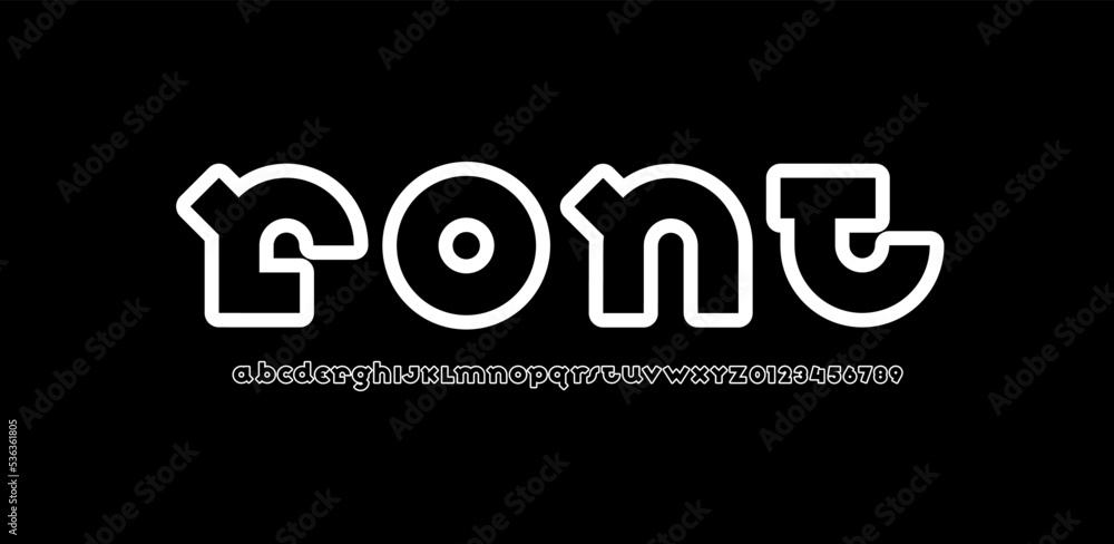 Digital black font, rounded modern alphabet, trendy bold letters from A to Z and numbers from 0 to 9, vector illustration 10EPS Digital black font, rounded modern alphabet, trendy bold letters from A to Z and numbers from 0 to 9, vector illustration 10EPS